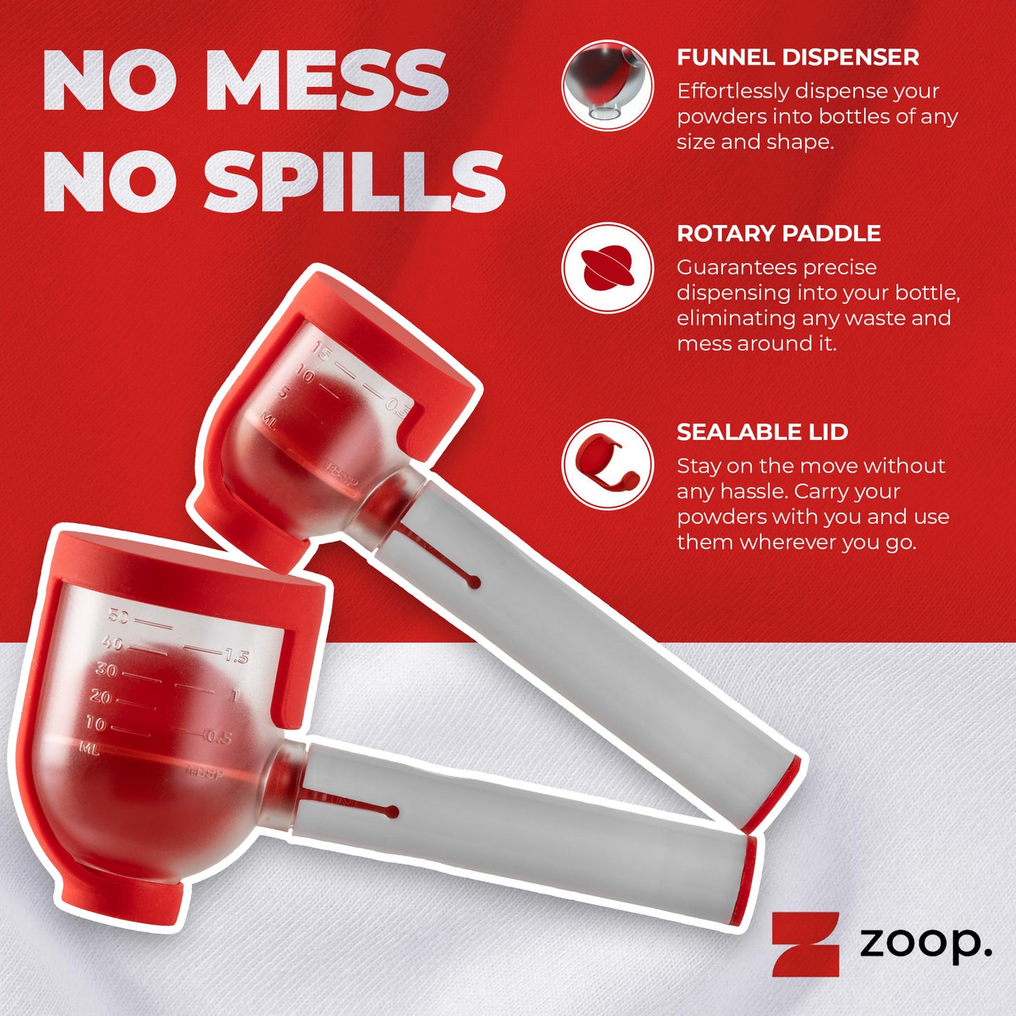 Portable Protein Funnel for Gym and Travel | ZoopScoop - 2-Pack