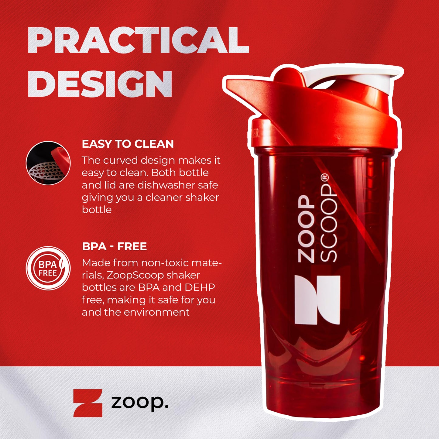 ZoopShaker leak-proof protein bottle