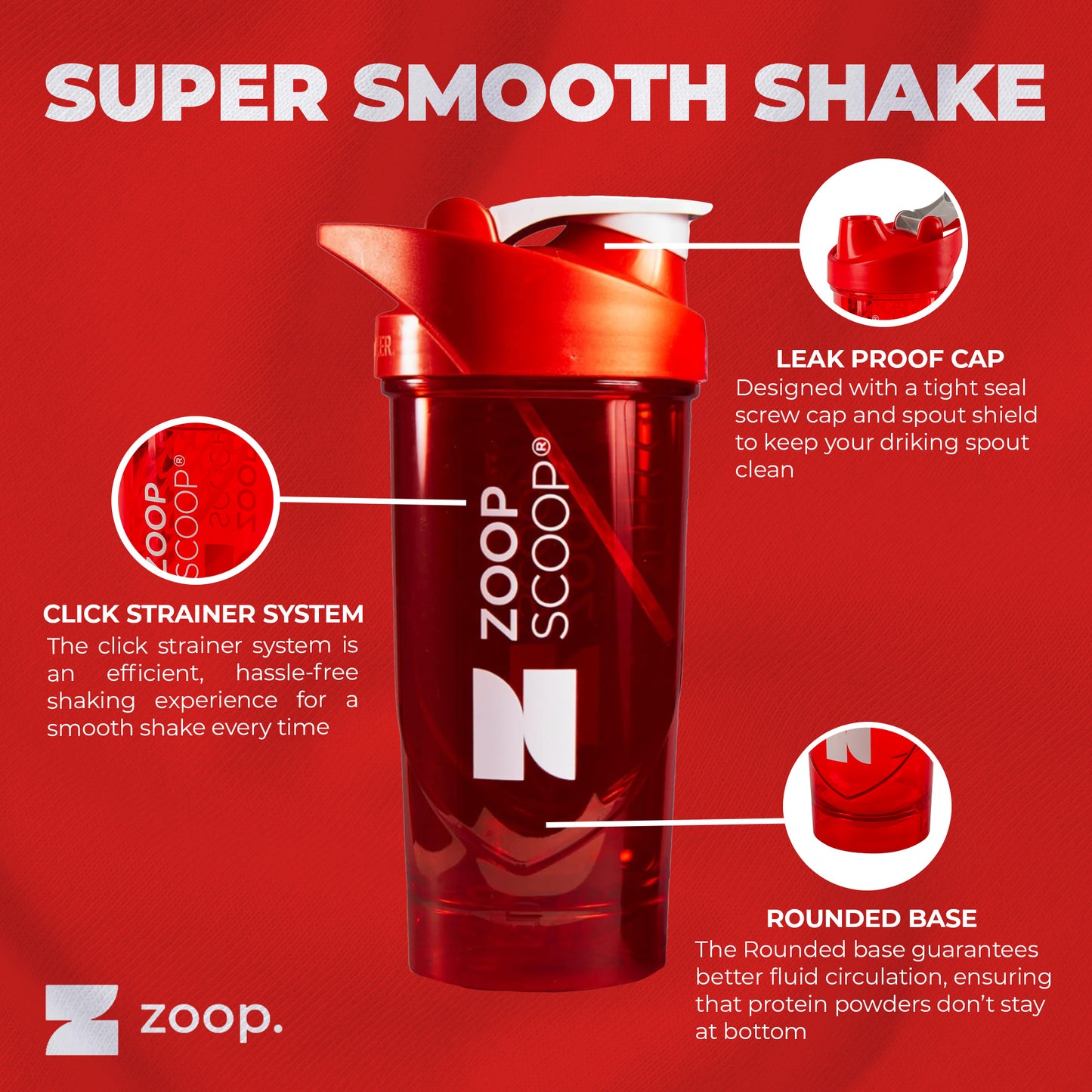 ZoopShaker leak-proof protein bottle