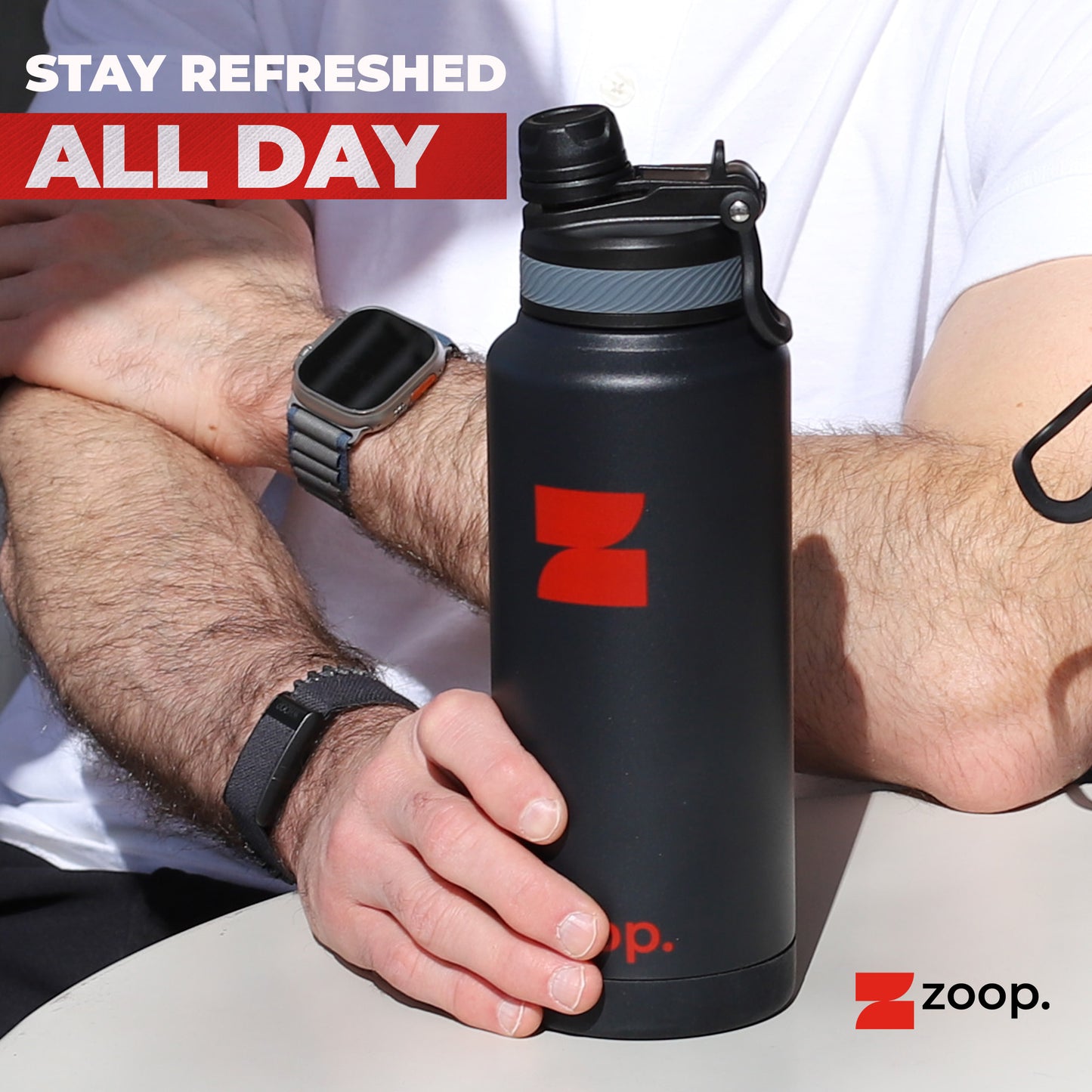 Leak-proof water bottle for gym and travel.